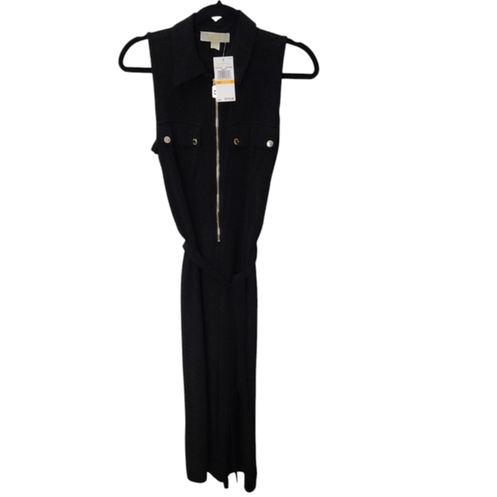 NWT Michael Kors Black Jumpsuit with Gold Tone Details Size Small